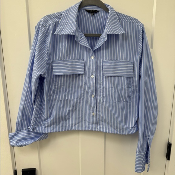 Style Envy Light Blue Striped Shirt - Picture 1 of 10